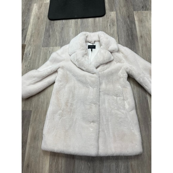 bcbg maxazria luxury off white faux fur teddy coat women's L - Picture 4 of 4